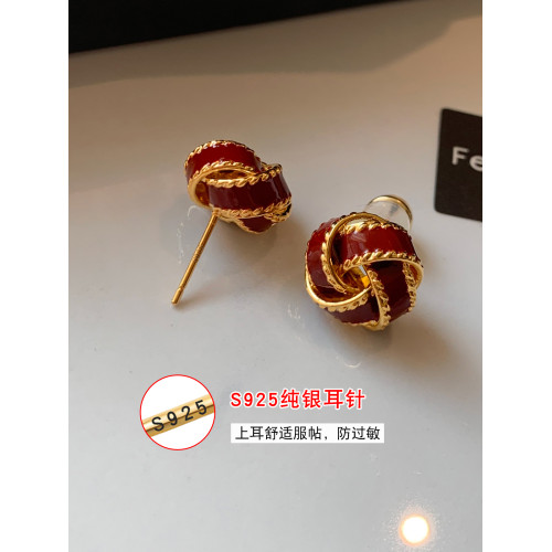 925純銀復古琺瑯紅色耳釘女士巨好看輕奢高級感獨特絕美耳環耳飾