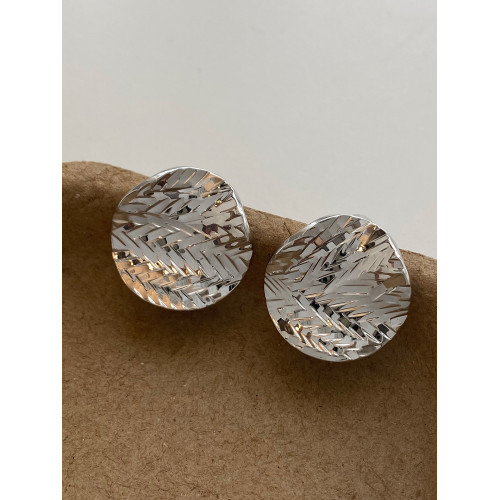 歐美金色紋理碎碎冰圓形耳環925銀針耳釘高級感耳飾2025新款女潮