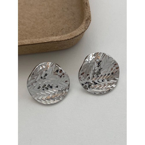 歐美金色紋理碎碎冰圓形耳環925銀針耳釘高級感耳飾2025新款女潮