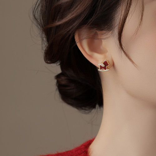 紅色小馬本命年耳釘女2026新款爆款高級感輕奢氣質耳環新年耳飾