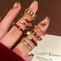 本命年紅色開口新年戒指女2026馬年曡戴食指戒小衆設計高級感指環