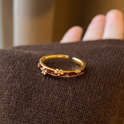 紅色滴釉本命年開口戒指女小衆設計食指戒輕奢高級感曡戴尾戒新年