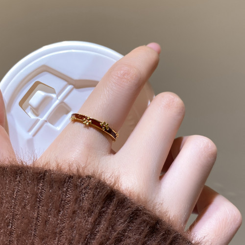 紅色滴釉本命年開口戒指女小衆設計食指戒輕奢高級感曡戴尾戒新年