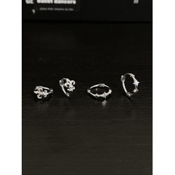 不對稱星星耳環女小衆設計高級感耳圈925純銀針耳骨環耳釘耳飾男