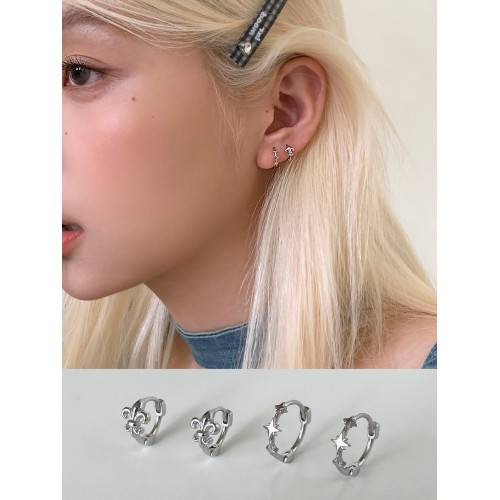 不對稱星星耳環女小衆設計高級感耳圈925純銀針耳骨環耳釘耳飾男