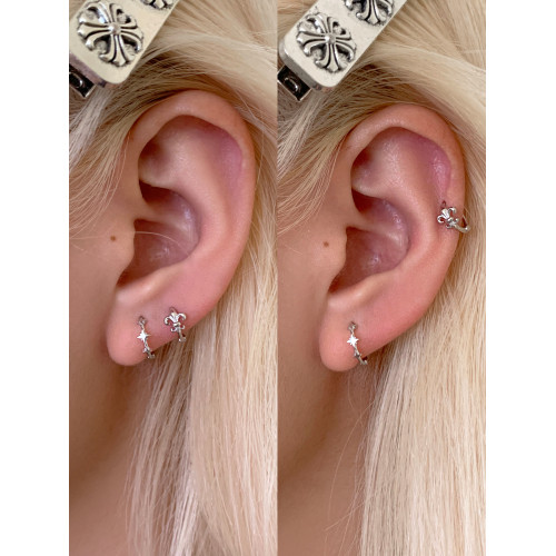 不對稱星星耳環女小衆設計高級感耳圈925純銀針耳骨環耳釘耳飾男