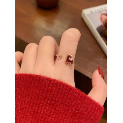 新年小馬紅色開口戒指女2026新款爆款小衆設計食指環輕奢高級感