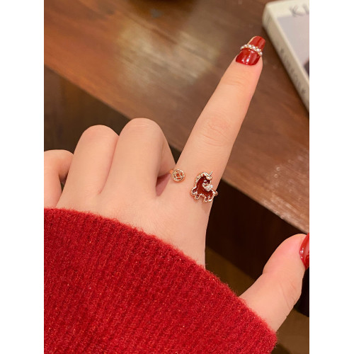 新年小馬紅色開口戒指女2026新款爆款小衆設計食指環輕奢高級感 新年小馬紅色開口戒指女2026新款爆款小衆設計食指環輕奢高級感