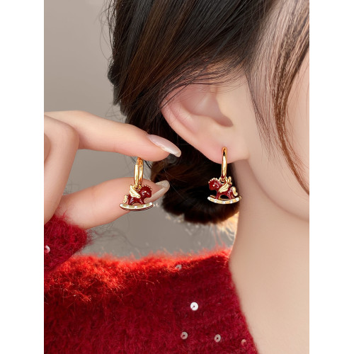 馬年小馬生肖新年耳釦耳釘超好看獨特漂亮耳環2026新款爆款高級感 馬年小馬生肖新年耳釦耳釘超好看獨特漂亮耳環2026新款爆款高級感