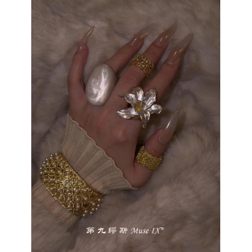 【第九繆斯】心頭愛！絕美鬱金香花朵戒指誇張中古小衆高級感指環