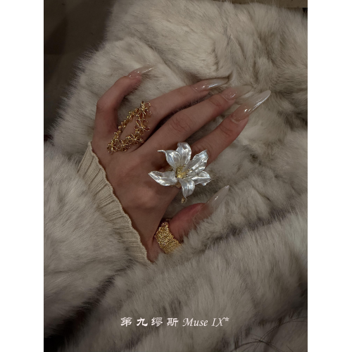 【第九繆斯】心頭愛！絕美鬱金香花朵戒指誇張中古小衆高級感指環