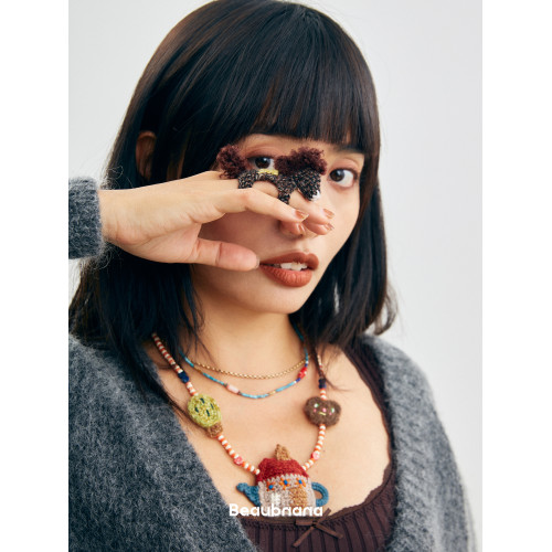 入會享8-9折 小黃香蕉手鉤馬戒指女新年限定款毛線針織指環套獨特