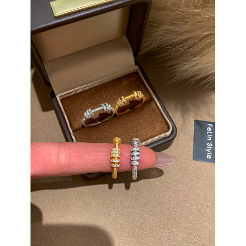 時來運轉金色拉絲鋯石食指戒指女輕奢高級感小衆設計感不掉色指環 時來運轉金色拉絲鋯石食指戒指女輕奢高級感小衆設計感不掉色指環