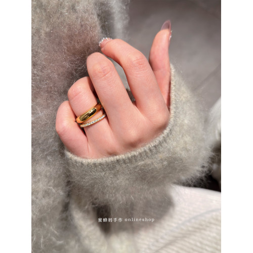 蜜蜂媽手作 輕奢高級感小排鑽戒指女超閃細圈百搭精緻曡戴指環 蜜蜂媽手作 輕奢高級感小排鑽戒指女超閃細圈百搭精緻曡戴指環