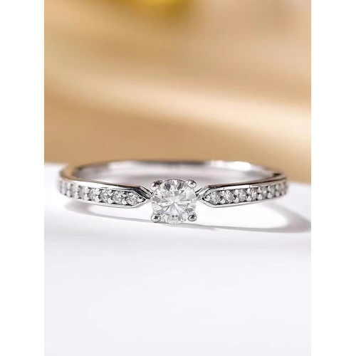 爆款戒指四爪微鑲30分仿真鑽戒簡約女戒小衆輕奢新年情人節禮物