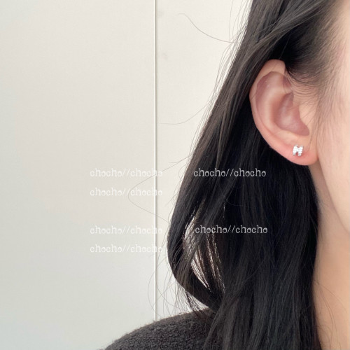 chocho/小巧精緻字母耳釘小衆設計感簡約百搭高級感耳環耳飾925銀