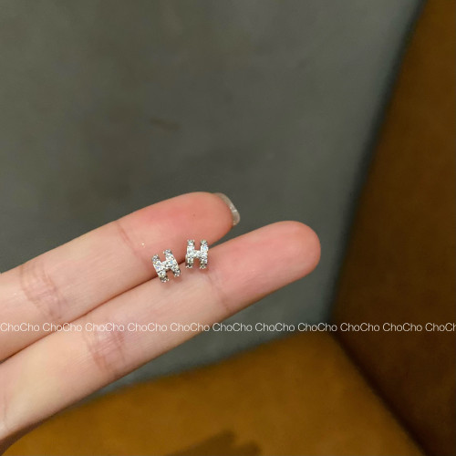 chocho/小巧精緻字母耳釘小衆設計感簡約百搭高級感耳環耳飾925銀