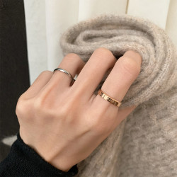 鈦鋼食指戒指女冷淡風簡約玫瑰金手飾小衆設計閉口情侶ins潮男士