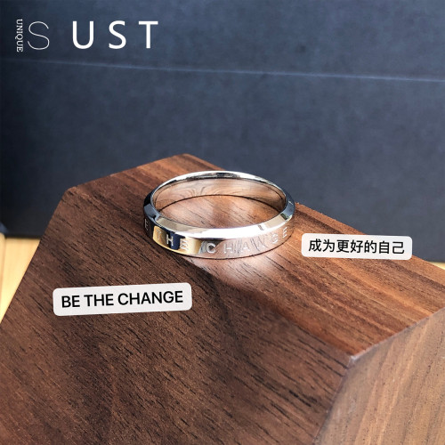 鈦鋼食指戒指女冷淡風簡約玫瑰金手飾小衆設計閉口情侶ins潮男士