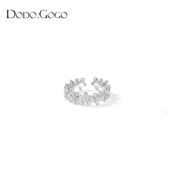 DODOGOGO金色戒指女小衆設計冷淡風食指戒輕奢高級感開口花朵指環