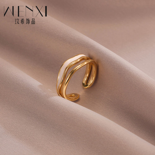 白色滴油戒指女設計小衆輕奢高級感秋冬氣質食指指環2026新款爆款