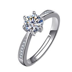 銀柏飾戒指女莫桑鑽戒女仿真一克拉開口刻字時尚個性小衆設計禮物