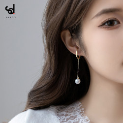 高級感法式耳夾無耳洞女小衆復古珍珠耳掛耳飾耳骨夾耳環秋冬耳釘