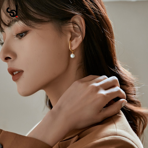 高級感法式耳夾無耳洞女小衆復古珍珠耳掛耳飾耳骨夾耳環秋冬耳釘