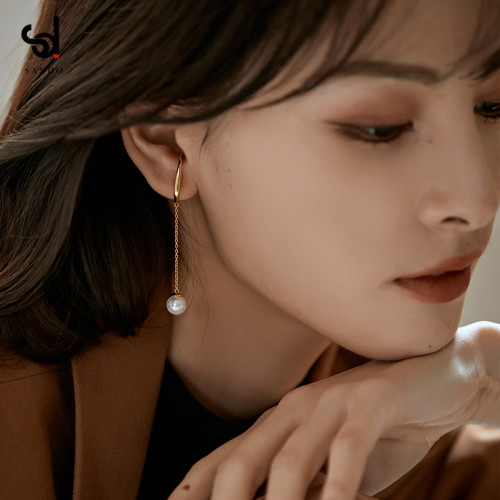 高級感法式耳夾無耳洞女小衆復古珍珠耳掛耳飾耳骨夾耳環秋冬耳釘