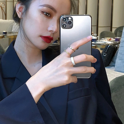 套裝組合曡戴開口戒指女ins潮小衆設計食指指環冷淡風輕奢高級感