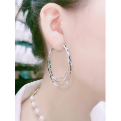 三生三世款三層大耳圈耳環女而釦款網紅百搭耳飾銀針防過敏耳墜潮