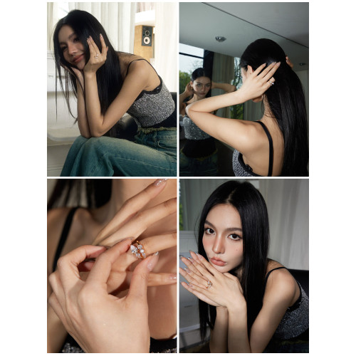 Boonee alus歐美小衆輕奢百搭時尚蛇形鋯石開口戒指女氣質食指戒