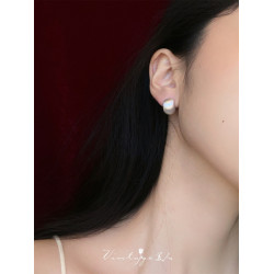 「France chic」法式極簡百搭高級感拉絲磨砂啞光金屬耳釘/耳夾女