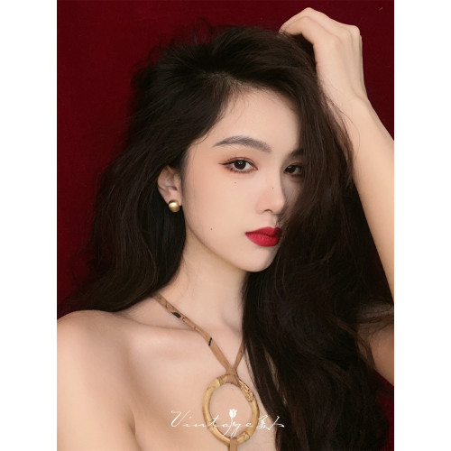 「France chic」法式極簡百搭高級感拉絲磨砂啞光金屬耳釘/耳夾女