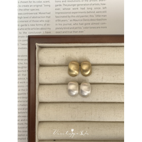 「France chic」法式極簡百搭高級感拉絲磨砂啞光金屬耳釘/耳夾女