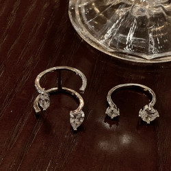 個性冷淡風珍珠戒指輕奢水滴鑲鑽指環小衆設計感開口食指戒子配飾