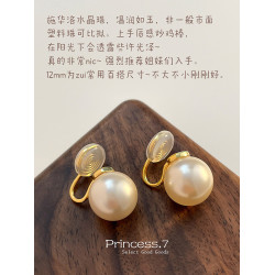 強光施家水晶珍珠耳夾無耳洞女氣質復古蚊香盤耳飾秋冬耳釘2026新