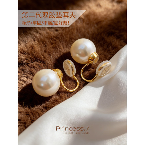 強光施家水晶珍珠耳夾無耳洞女氣質復古蚊香盤耳飾秋冬耳釘2026新