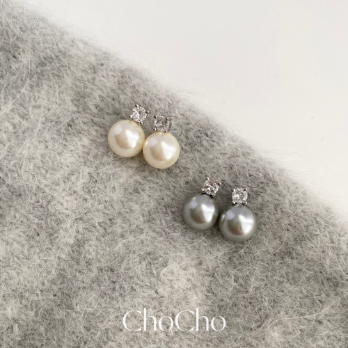 chocho/經典戴妃款施家強光珍珠耳釘氣質高級感簡約輕奢耳環耳飾