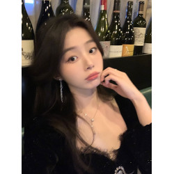 韓系閃鋯麥穗流蘇耳釘女輕奢高級感小衆設計耳環個性辣妹氣質耳飾