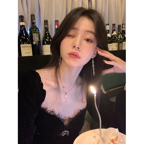 韓系閃鋯麥穗流蘇耳釘女輕奢高級感小衆設計耳環個性辣妹氣質耳飾