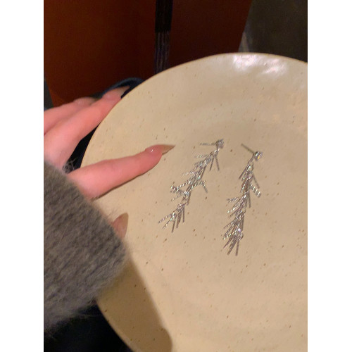 韓系閃鋯麥穗流蘇耳釘女輕奢高級感小衆設計耳環個性辣妹氣質耳飾