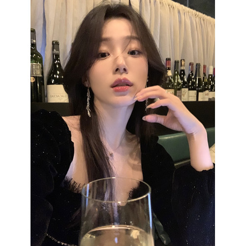 韓系閃鋯麥穗流蘇耳釘女輕奢高級感小衆設計耳環個性辣妹氣質耳飾