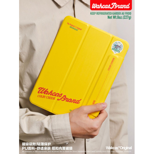 黃色起司平板ipadpro保護套小衆設計筆槽蘋果平板ipadair3/4保護殼個性11寸12.9寸新款磁吸ipad殼mini6卡通