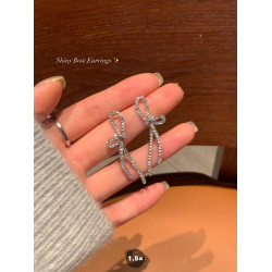 閃鋯蝴蝶結耳釘獨特漂亮耳環女輕奢高級感氣質大氣耳飾蚊香盤耳夾