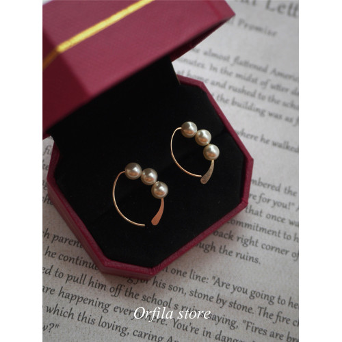 美國進口14K包金奧地利施家珍珠耳鉤防過敏簡約耳環耳釘耳飾耳勾