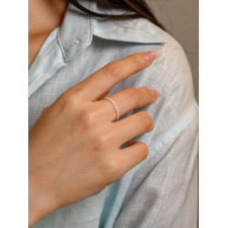 強光淡水養殖超小米粒珍珠戒指女全網zui細純手工製作彈力繩戒指