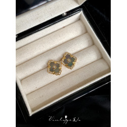 「羅馬鬥獸場」法式復古中世紀高級感小衆設計精緻黑蝶貝耳釘耳夾