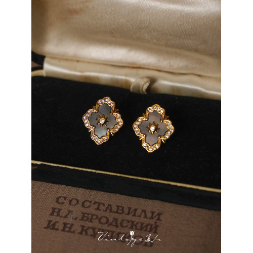 「羅馬鬥獸場」法式復古中世紀高級感小衆設計精緻黑蝶貝耳釘耳夾 「羅馬鬥獸場」法式復古中世紀高級感小衆設計精緻黑蝶貝耳釘耳夾