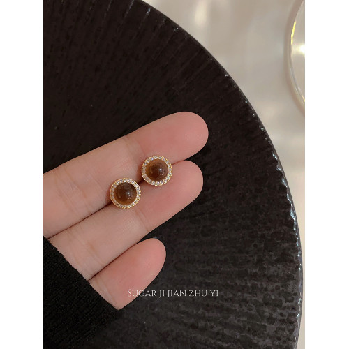 SUGAR 小巧精緻虎眼石耳釘美拉德高級感復古2026年新款爆款耳環女 SUGAR 小巧精緻虎眼石耳釘美拉德高級感復古2026年新款爆款耳環女